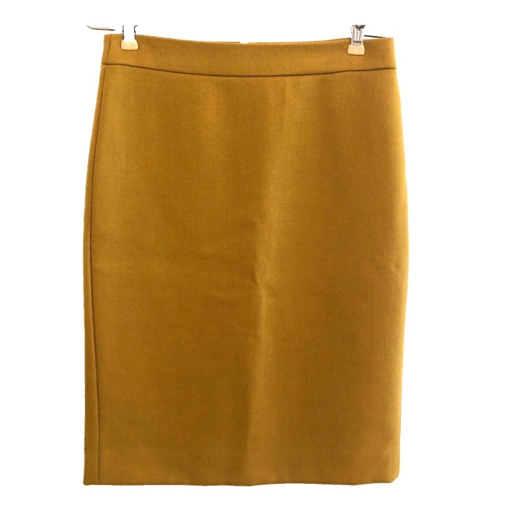 J Crew Mustard Yellow Pencil Skirt Size 00 100% Wool